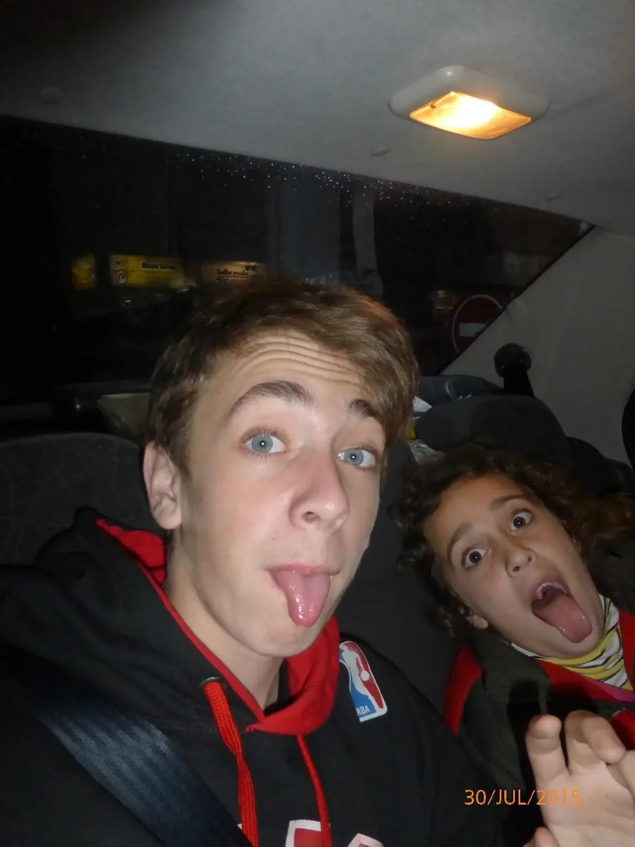 En el auto de regreso