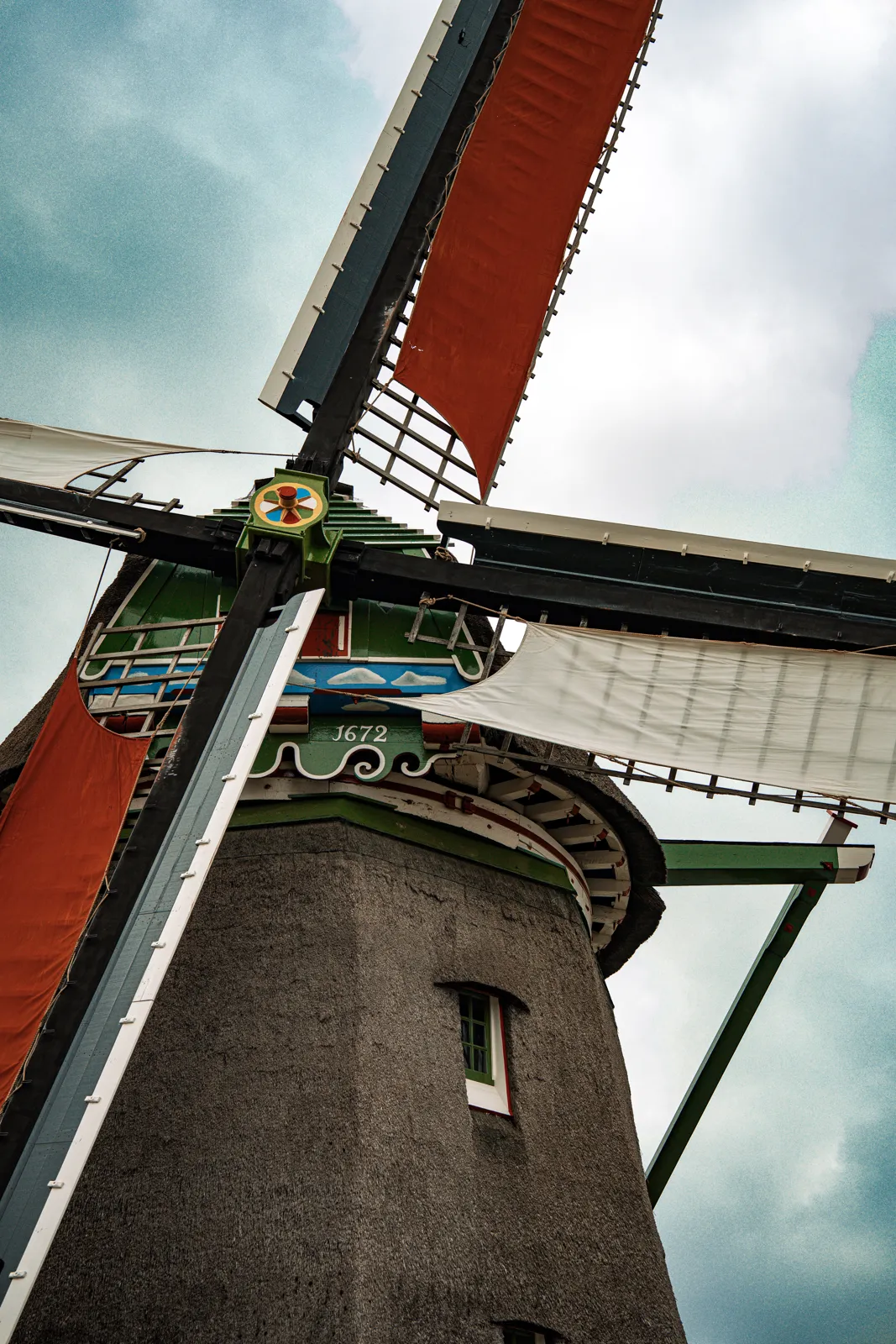 Aspas de un molino de viento en movimiento, Zaanse Schans